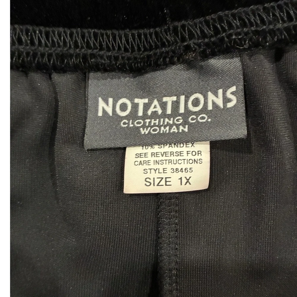 Notations Black Velvet Midi Skirt - 1X- Elastic Waist Stretch Evening Holiday